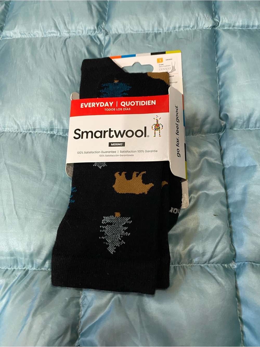 NWT Smartwool Men's Black Socks with Tan and Blue Geometric Accents